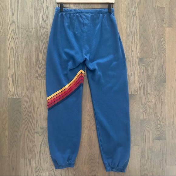 Aviator Nation Stripe Sweatpants in Ocean Blue with Red, Orange, Yellow Large - Picture 4 of 8